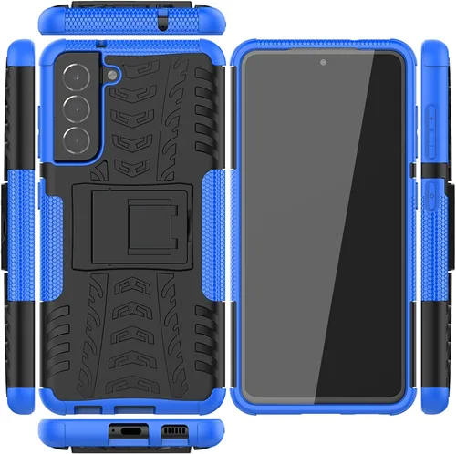 Vista 8 de Funda de teléfono para Samsung Galaxy S21 FE Gaxaly S 21 FE 5G con protector de pantalla de vidrio templado y accesorios de célula protectora Azul