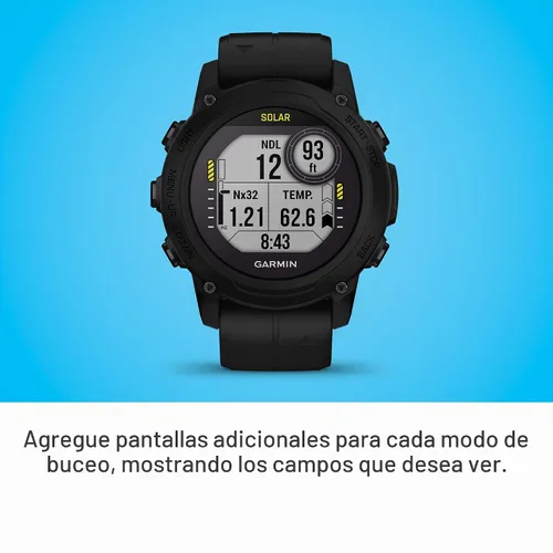 Vista 5 de Garmin Descent™ G1 Solar, Computadora de Buceo Resistente con Capacidades de Carga Solar, Múltiples Modos de Buceo, Seguimiento de Actividad, Negro