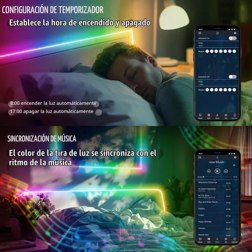 Vista 5 de la MAZORCA elegante IC de las luces de tira de los 20FT LED, color 24V que cambia las luces LED del RGB for Bedroom with RF Remote Smart App