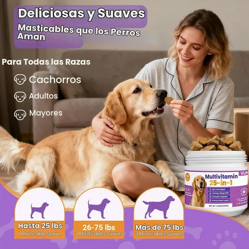 Vista 6 de Dog Vitamins 25 in 1 Multivitamin for Dogs Puppy Vitamin Chewable Skin Coat
