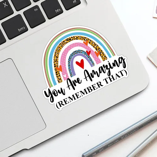 Vista 3 de (3 unidades) You are Amazing Remember That, calcomanía inspiradora de arco iris, calcomanías motivacionales para decorar calcomanías de vinilo