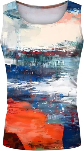 Vista 3 de OICIB Camisetas sin mangas para hombre, diseño floral, para playa, camisetas sin mangas, camisetas de verano hawaiano, vacaciones, gimnasio