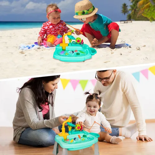 Vista 7 de STBEIMEIMY Fregadero de Juego para Niños con Agua Corriente, Mesa de Agua Mini, Juguetes de Agua, Grifo Mejorado y Platos de Juego, Juguete