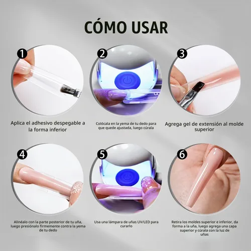 Vista 7 de JODSONE 240 uñas tipo sándwich de doble forma: formas de uñas largas reutilizables con líneas guía, 15 tamaños de molde de uñas para extensión