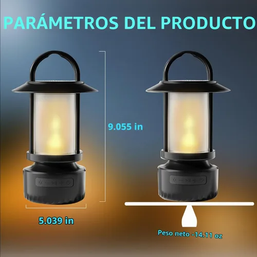 Vista 6 de Impermeable Bluetooth Camping Linterna Altavoz. (Negro)