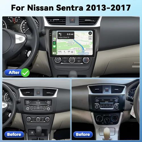 Vista 2 de Android 15 4G+128G Estéreo de coche para Nissan Sentra 2013-2017 con Carplay inalámbrico Android Auto, 10 pulgadas 1280 * 720P IPS pantalla táctil