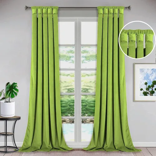 Vista 14 de Bhoomi Collection Cortinas opacas con pestaña superior para sala de estar, cortinas de ventana con aislamiento térmico, oscurecimiento de Rojo Sangre