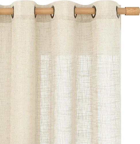 Vista 122 de LAMIT Cortinas de lino marrón caramelo para sala de estar, 84 pulgadas, de lino sintético, texturizado, filtrante de luz, paneles de privacidad