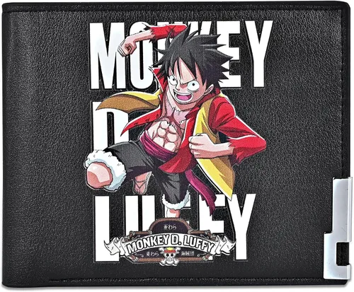 Vista 3 de Roffatide Carteras de una pieza de anime de cuero artificial, billetera de doble pliegue, billetera multiusos, Una pieza a, Casual