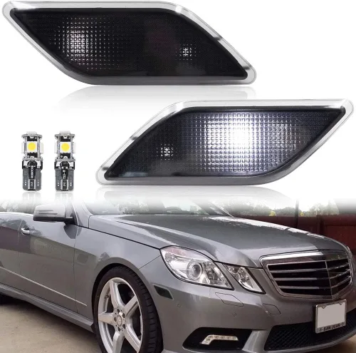 Vista 9 de Kits de luces indicadoras laterales LED con lentes ahumadas ámbar para Mercedes Benz W212 Clase E Pre-LCI E350 E550 E63 AMG 2010 2011 2012 2013