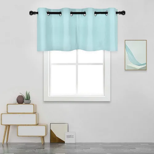 Vista 38 de DECOVSUN Cenefa de cortina opaca amarilla brillante para ventanas de cocina, cenefa opaca con ojales para dormitorio, cenefa corta y recta para sala