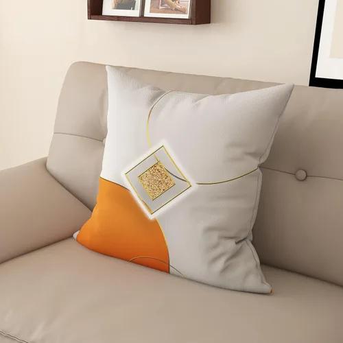 Vista 8 de Funda de almohada decorativa para sofá de sala de estar, patrón impreso de doble cara, funda de cojín naranja geométrica abstracta estilo nórdico