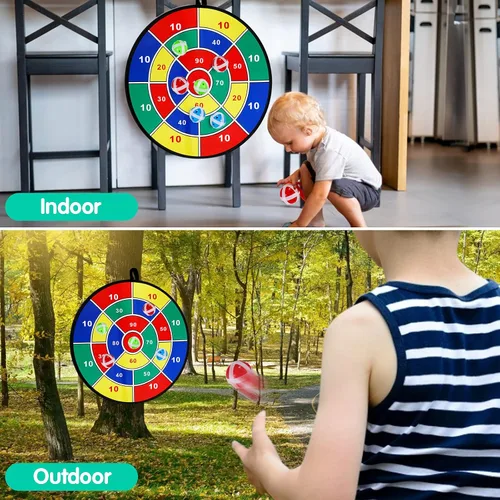 Vista 3 de Juego de Diana de Dardos para Niños - 29 pulgadas, Juegos de Mesa con 16 Pelotas Adhesivas, Juguetes de Verano para Interiores y Exteriores