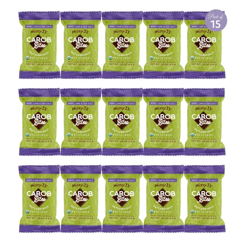 Vista 11 de Missy J's Mini bocados de algarrobo oscuro sin endulzar, paquete de 15 mini bocados de algarrobo vegano, sin gluten, perfecto para aperitivos