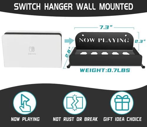 Vista 5 de Wall Mount Storage for SwitchSwitch OLED Console Holder Hooks Keeper Kit Hanging Display Shelf Hanger Rack Safely Store Your Switch Near or Behind