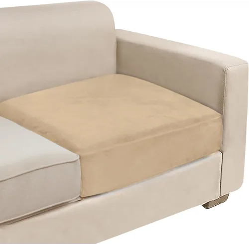 Vista 41 de NAISI Fundas de cojín de sofá de terciopelo elásticas de 1 pieza, fundas de asiento de sofá o respaldo, fundas suaves individuales para sofá Beige