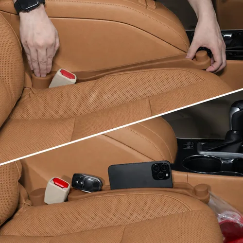 Vista 14 de Givifive Juego de 2 rellenos de espacio para asiento de automóvil, espuma suave, multifuncional, con organizador y función de gancho, tapón