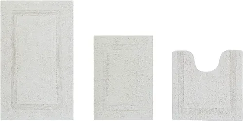 Vista 433 de Better Trends - Juego de 2 alfombras de baño 100% algodón, extra suaves, con borlas, de 17" x 24", alfombra de baño superabsorbente y reversible
