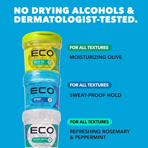 Vista 5 de Eco Style Styling Gel Super Protein, Negro, 16 onzas