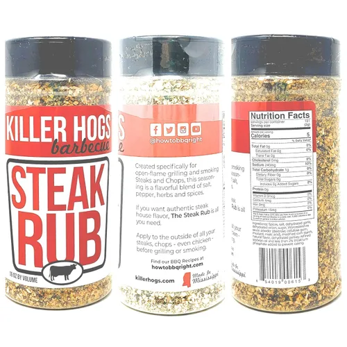 Vista 5 de Killer Hogs Paquete variado de barbacoa – barbacoa caliente, bistec, condimento A.P. y original BBQ Rub – Paquete de 4 botellas – 48 oz en total
