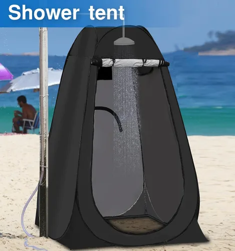 Vista 3 de Carpa portátil emergente de privacidad, carpa para baño al aire libre, inodoro, regadera, campamento, espaciosa, para senderismo, playa, pícnic