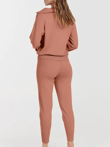Vista 5 de ANRABESS Conjunto de dos piezas para mujer, suéter de manga larga y pantalones con cordón