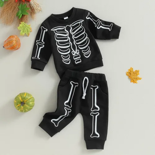 Vista 67 de Karwuiio Conjunto de disfraz de Halloween para bebé, sudadera de manga larga y pantalones para otoño