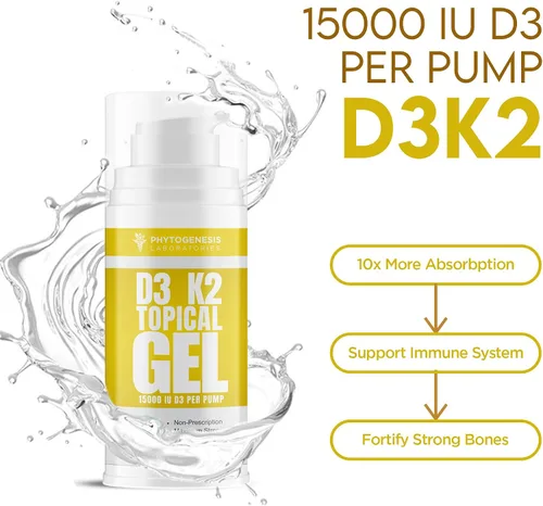 Vista 6 de Vitamina d3 k2 Gel tópico de máxima fuerza, más de 15000 UI por bomba, la vitamina del sol, apoyo inmunológico, óseo y articular