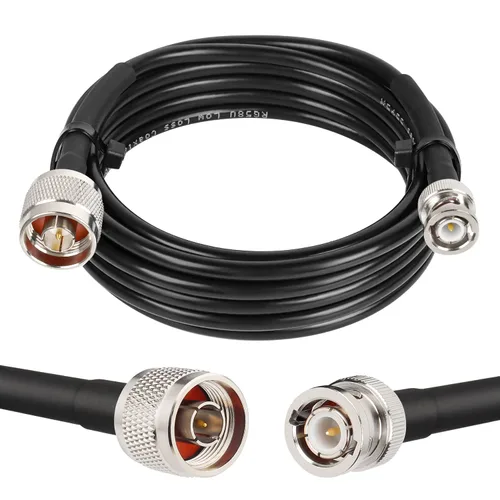 Vista 11 de MOOKEERF Cable RG58 N tipo a BNC de 3 pies, cable de extensión BNC macho a N macho de 50 ohmios para antena, radioaficionado, osciloscopio
