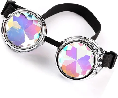 Vista 31 de Gafas caleidoscopio para raves trippy psicodélico steampunk con lentes de cristal de difracción de prisma arcoíris