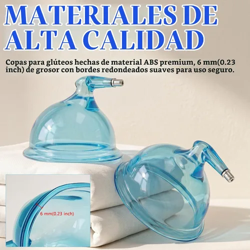 Vista 6 de Elitzia Copas de vacío de glúteos grandes de 7.28 pulgadas de diámetro, accesorios para máquinas de ventosas al vacío, succión de masaje de Azul