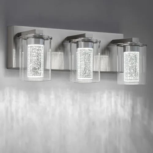 Vista 14 de SineRise Lámpara de tocador negra (3 luces, 17 pulgadas), (3000 K/4000 K/6000 K, regulable), lámpara LED de baño con protección ocular, moderna Negro