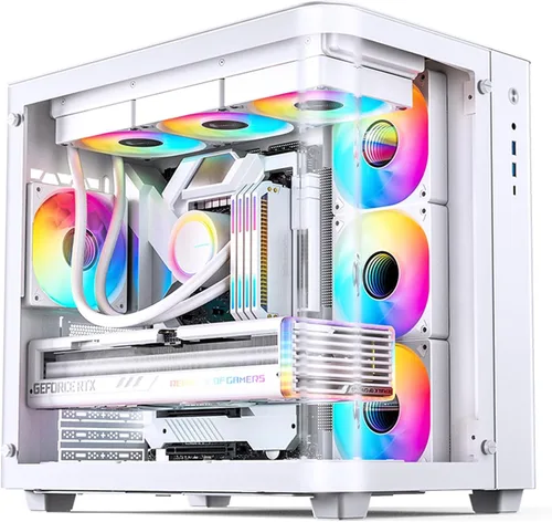 Vista 16 de JONSBO TK-0 Negro ITX Mini Torre Caja de PC, Diseño de Escritorio de Vidrio Hiperboloide, Estructura de Gabinete Separada, Carcasa de Aleación