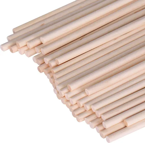 Vista 4 de Varillas de madera de 1/4 x 12 pulgadas sin terminar de madera natural para manualidades, palos de bambú para ramo de flores, 50 piezas