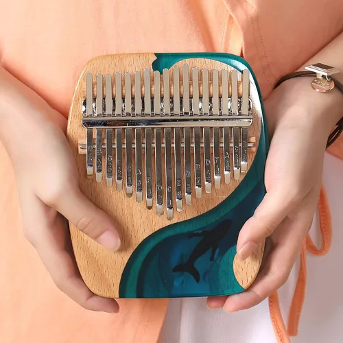 Vista 6 de Kalimba - Piano de pulgar de 17 teclas, piano portátil de dedo Mbira, regalos para niños y adultos, instrumento musical, pianos de pulgar, 17
