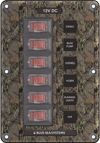 Vista 5 de Blue Sea Systems 4322 Panel de interruptores de disyuntor resistente al agua, gris, 6 posiciones
