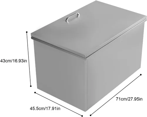 Vista 3 de PanDair - Cofre de hielo de acero inoxidable con tapa con bisagras, para interiores y exteriores, incluye tubo de drenaje y tapón de drenaje