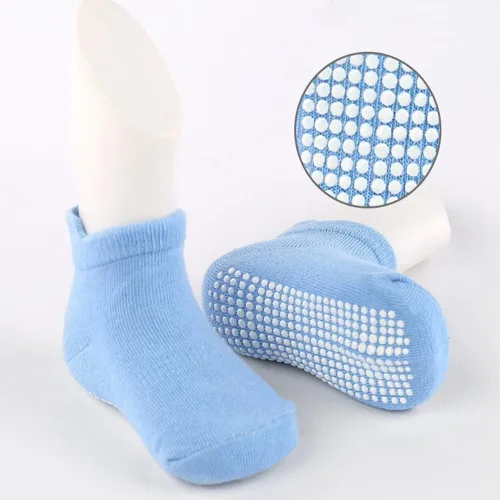 Vista 2 de Calcetines tobilleros antideslizantes con agarres, calcetines elásticos para bebés, para niños y niñas, recién nacidos, 6 pares de 1 a 3 años