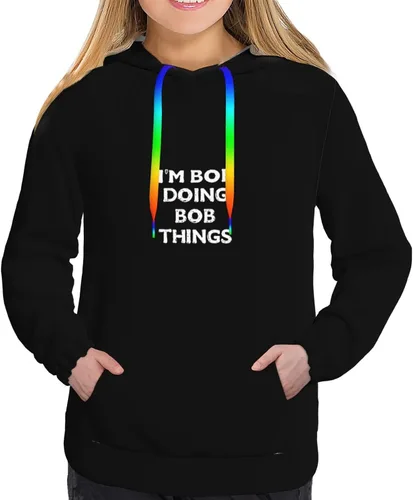 Vista 5 de Im_Bob_Doing Bob Things Logo Man'S Hoodies Fashion Double Sided Print With Hat And Pocket Sweater