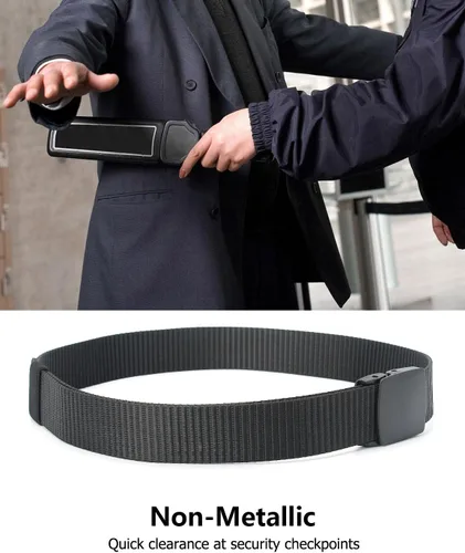 Vista 5 de Cinturón táctico de nylon para hombre con hebilla plástica