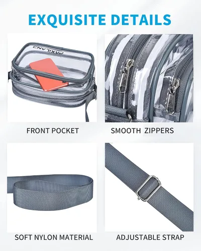Vista 6 de Paxiland Clear Bag for Stadium Events, Clear Purse with Removeble Strap, Stadium Bag for Sporting Work Festival and Concert