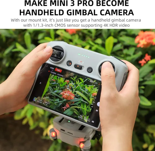 Vista 2 de Hanheld Adaptador estabilizador de montaje de abrazadera para DJI Mini 3 Pro Cámara Drone RC RC-N1 Control remoto Gimbal Clip Accesorios