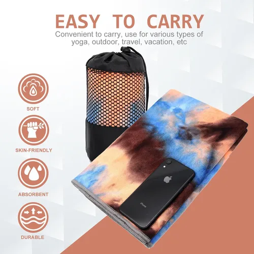 Vista 4 de Eunzel Toalla de yoga, toalla para esterilla de yoga caliente con puntos de agarre, absorbente de sudor, antideslizante, para yoga caliente, pilates