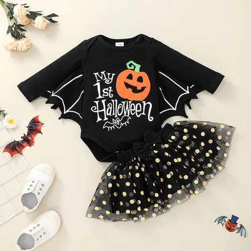 Vista 2 de Toddler Halloween Costumes for Girls Cosplay Outfits Bat Romper with ings Baby Girl Playsuit Jumpsuits