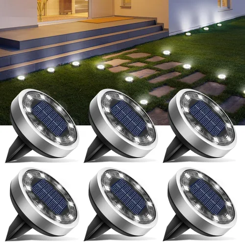 Vista 12 de Btfarm Paquete de 16 luces solares impermeables para exteriores, 8 luces LED solares para suelo