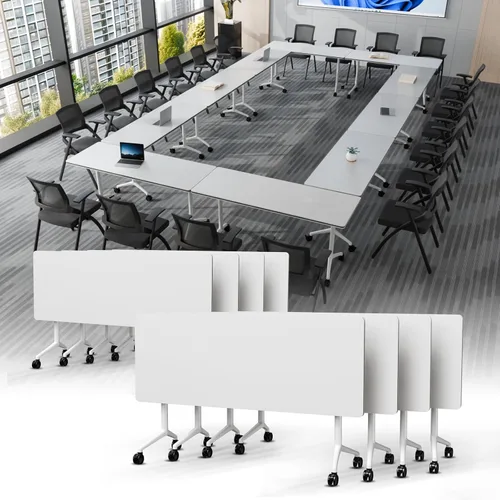 Vista 10 de Mesa de conferencias plegable, mesa de sala de conferencias con ruedas, mesa de conferencias plegable modular, mesas de reuniones de entrenamiento