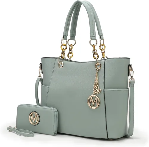 Vista 17 de MKF Collection - Juego de bolsa de mano para mujer, con cartera y asa superior, de piel vegana