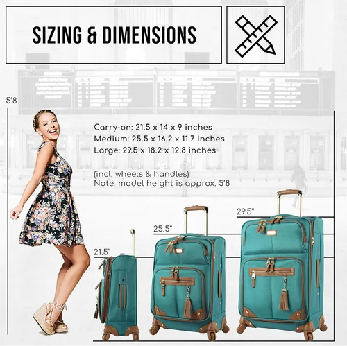 Vista 6 de Steve Madden Colección de equipaje de diseñador Maleta ligera y expandible para hombres y mujeres Bolsa de transporte duradera de 20 pulgadas