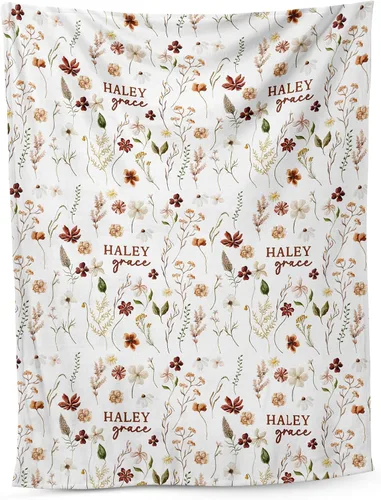 Vista 21 de NAZENTI Manta de bebé de elefante personalizada, manta de bebé niña personalizada con nombre y floral, regalo para niñas y niños, recién nacidos