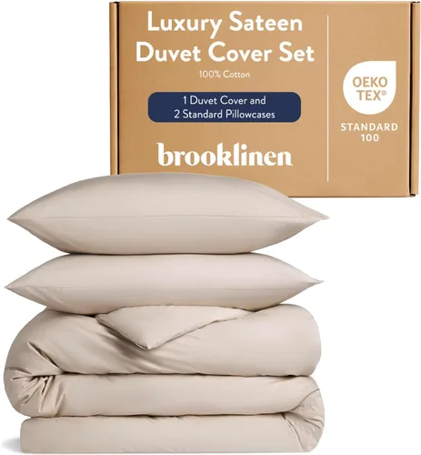 Vista 21 de Brooklinen Funda de edredón de satén de lujo de calidad hotelera, tamaño Abismo